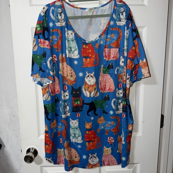 Ekouaer Other - Ekouaer Women's Cat Nightgown Soft X-Large Blue Multicolor Very Soft